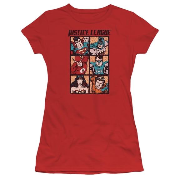 Jla - Rough Panels - Juniors Teen Girls Cap Sleeve Shirt - XX-Large