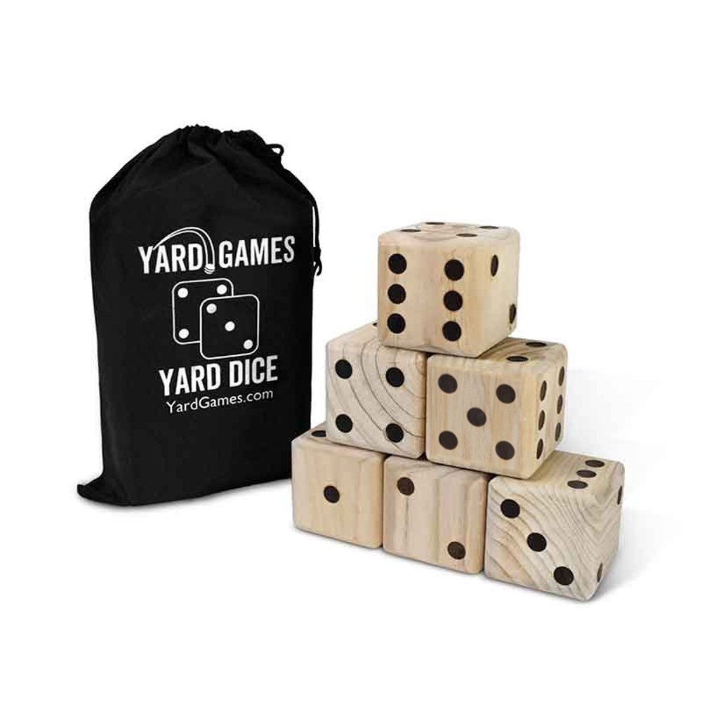 Yard Games Giant Outdoor 3.5 Inch Wooden Dice Set with Scorecards & Case