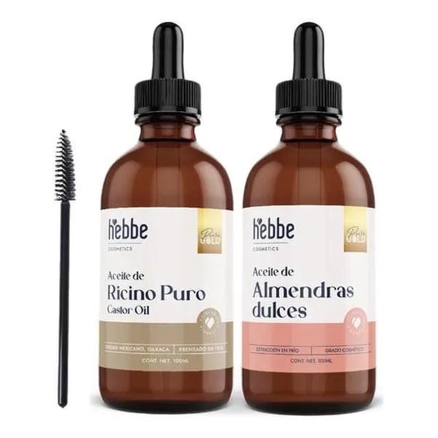 Pack Hebbe Aceite de Ricino Puro+Aceite de Almendras Dulces Hebbe Cosmetics Ricino Puro + Almendras Dulces