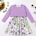 thumbnail image 2 of IWEMEK Toddler Girl Dresses Purple Short Coat Flower Print Party Dress Fashion Chic Fairy Dresses Comfy Clothes 4-5Y, 2 of 8