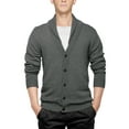 thumbnail image 2 of Matchstick Men's V-Neck Shawl Collar Button-up Cardigan Cotton Knitted Sweater with Pockets, 2 of 9