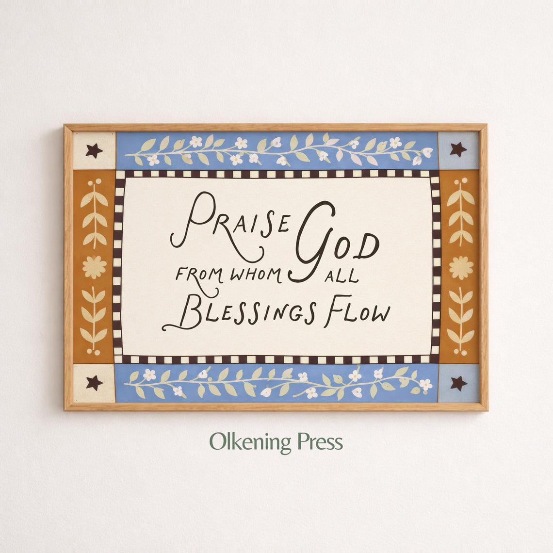 Praise God From Whom All Blessings Flow Rustic Folk Art Wall Art Christian Home And Prayer Room Decor