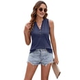 thumbnail image 2 of Womens Tank Tops 2025 Loose Button Down V Neck Flowy Summer Tops Basic Beach Vacation Outfits Navy Blue S, 2 of 6