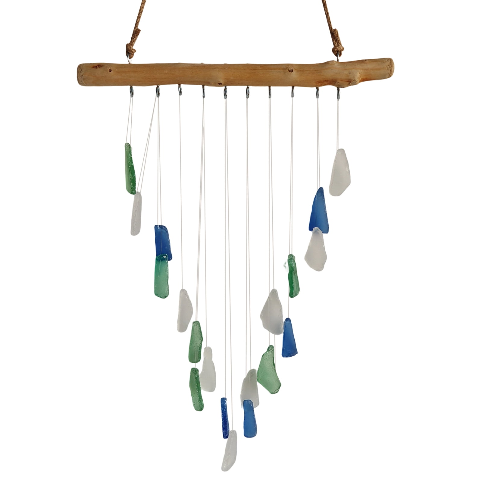 Beach Wall Decor, Outdoor Decorations, Blown Glass Decor, Driftwood Hanging, Outdoor Porch Decor, Seasonal Porch Display, Mixed Green Blue White, 1 Pc