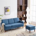 thumbnail image 4 of Yardi Yard Fabric L-Shape Couch with Reversible Ottoman, 3-Seat Sectional Sofa for Living room, Navy Blue, 4 of 9