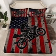 thumbnail image 1 of YST Drap-Housse Simple pour Motocross pour Enfants Garçons, Draps de Lit Sports Extrêmes, Couvre-Lit Drapeau Américain Rétro Gris et Rouge à Rayures, Ensemble de Literie Motocross Déco de Chambre, Respirant 2 Pcs, 1 of 4