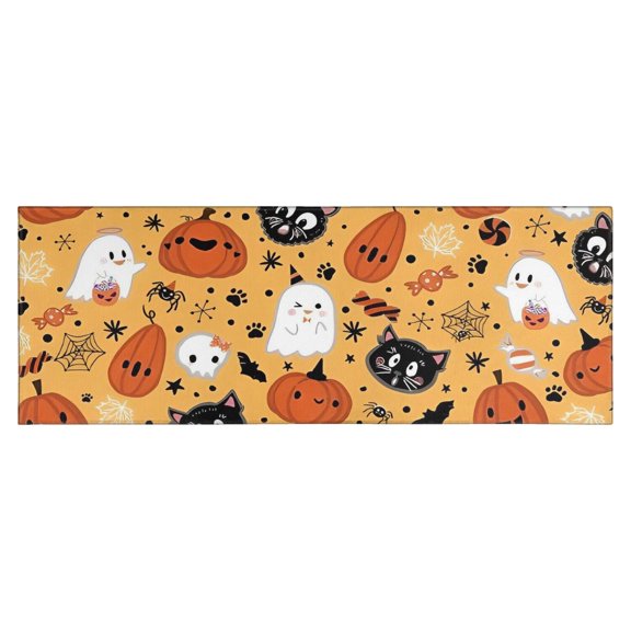Cute Halloween Icons Pattern Kitchen Rug Mat,Kitchen Runner Rugs Non Skid Washable,Decorative Kitchen Floor Mats for Kitchen,Sink,Laundry,17"X47"
