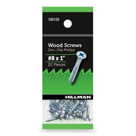 

Hillman Wood Screws #8 x 1 Flat Phillips Zinc Plated Steel Pack of 22