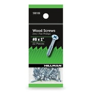 Hillman Wood Screws #8 x 1", Flat Phillips, Zinc Plated, Steel, Pack of 22