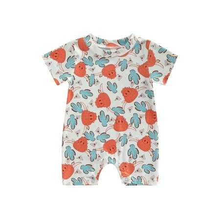 

Pudcoco Baby Boy Girl Dots Animal Print Round Neck Short Sleeve Playsuit