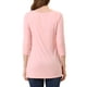 thumbnail image 3 of INSPIRAR CHIC Blusas de Mujer Cuello Redondo de Manga 3/4 con Botones Decorativos y Dobladillo Irregular Estilo Casual XS Rosa Claro, 3 of 7