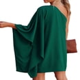 thumbnail image 3 of Women‘s One Shoulder Mini Dress Loose Batwing Sleeve Club Party Short Dress, 3 of 4