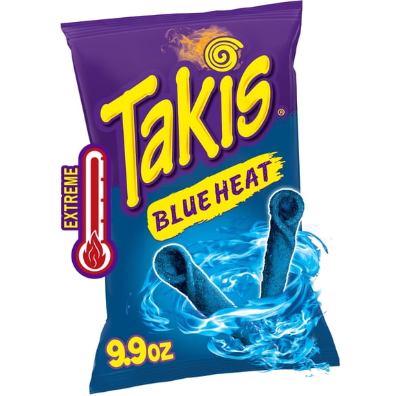 Takis Blue Heat 9.9 oz Sharing Size Bag, Hot Chili Pepper Rolled Tortilla Chips