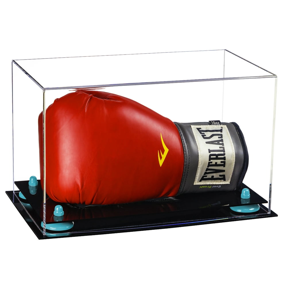 Clear Acrylic Single or Double Boxing Glove Display Case with Blue