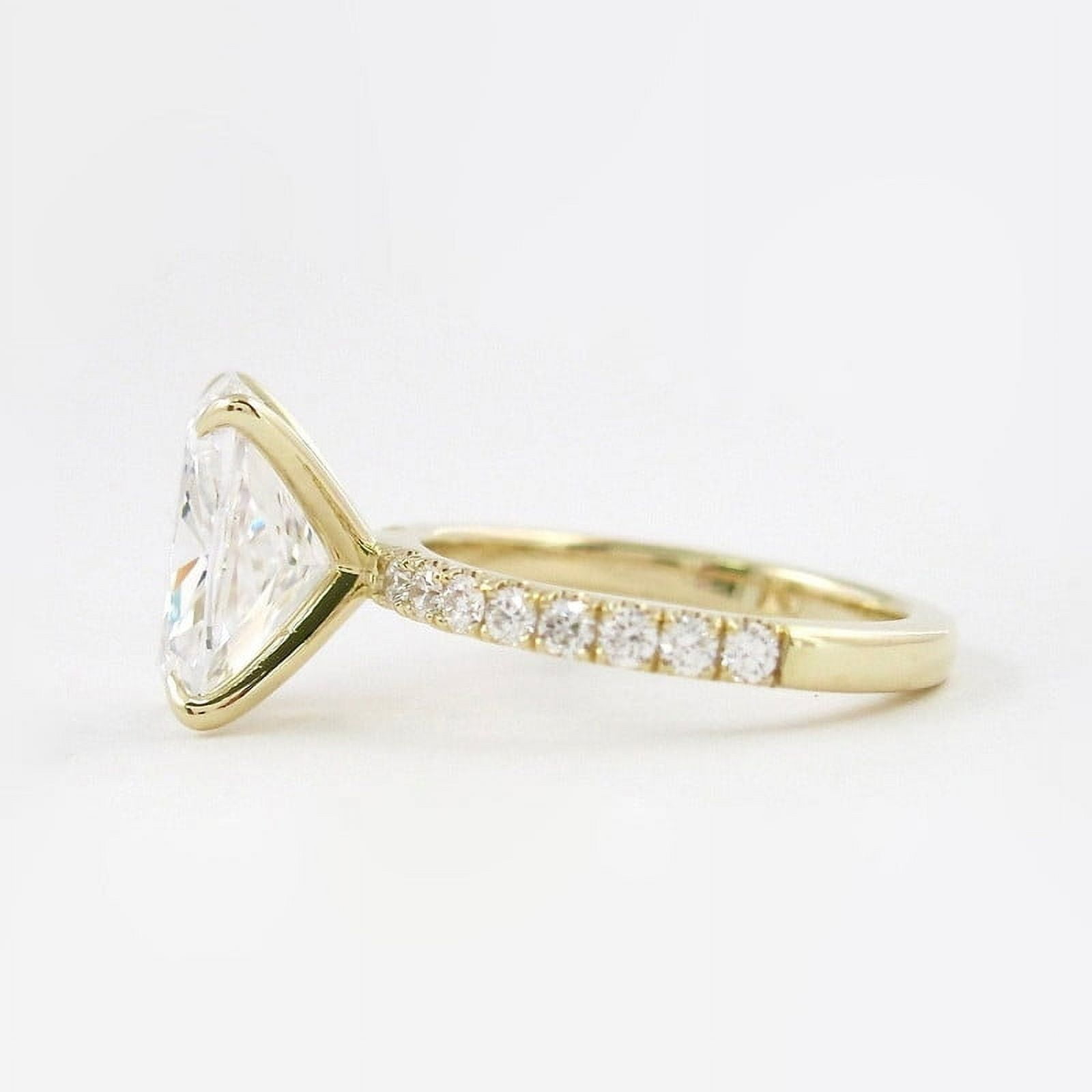 SOLITAIRE JEWELS 3.8CT Elongated Cushion Solitaire Pave Moissanite Engagement Ring for Women Solid 18k Yellow Gold, 18k Yellow Gold Solitaire Ring