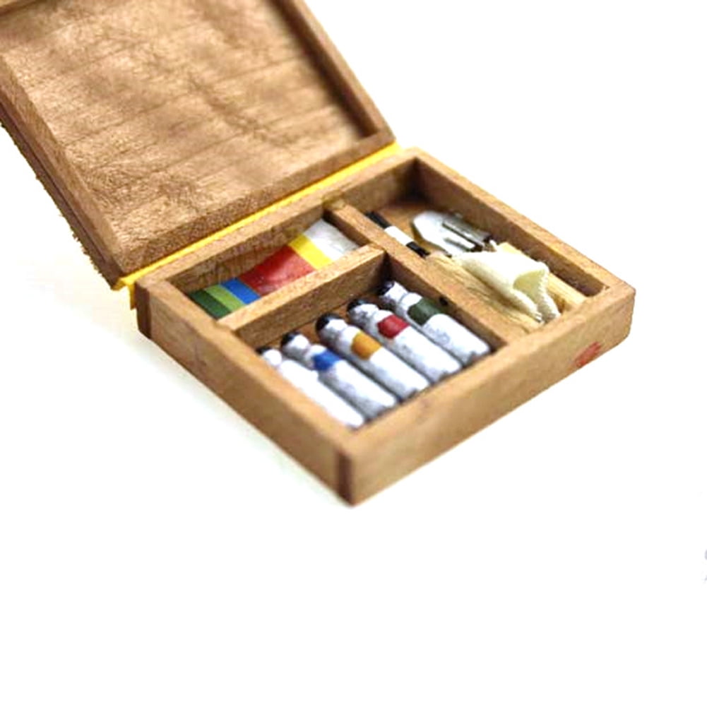 Miniature Artist Paint Pen Wood Box Model Toys Dollhouse Accessories Wide 
