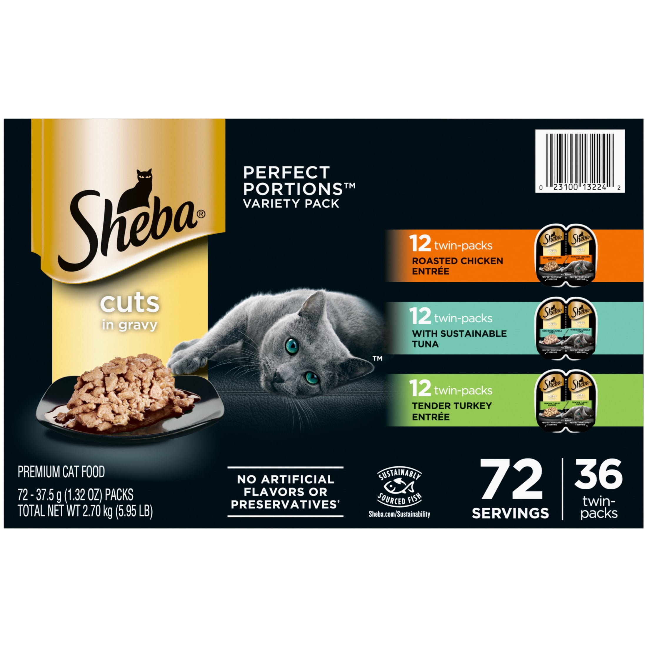 (12 pack) Sheba Perfect Portions Variety Pack Cuts In Gravy Cat Food, 2.6 Oz Twin-Pack Trays (36 Count)