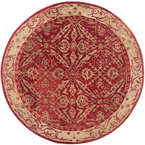 SAFAVIEH Anatolia Lysette Floral Area Rug, Red/Ivory, 6' x 6' Round