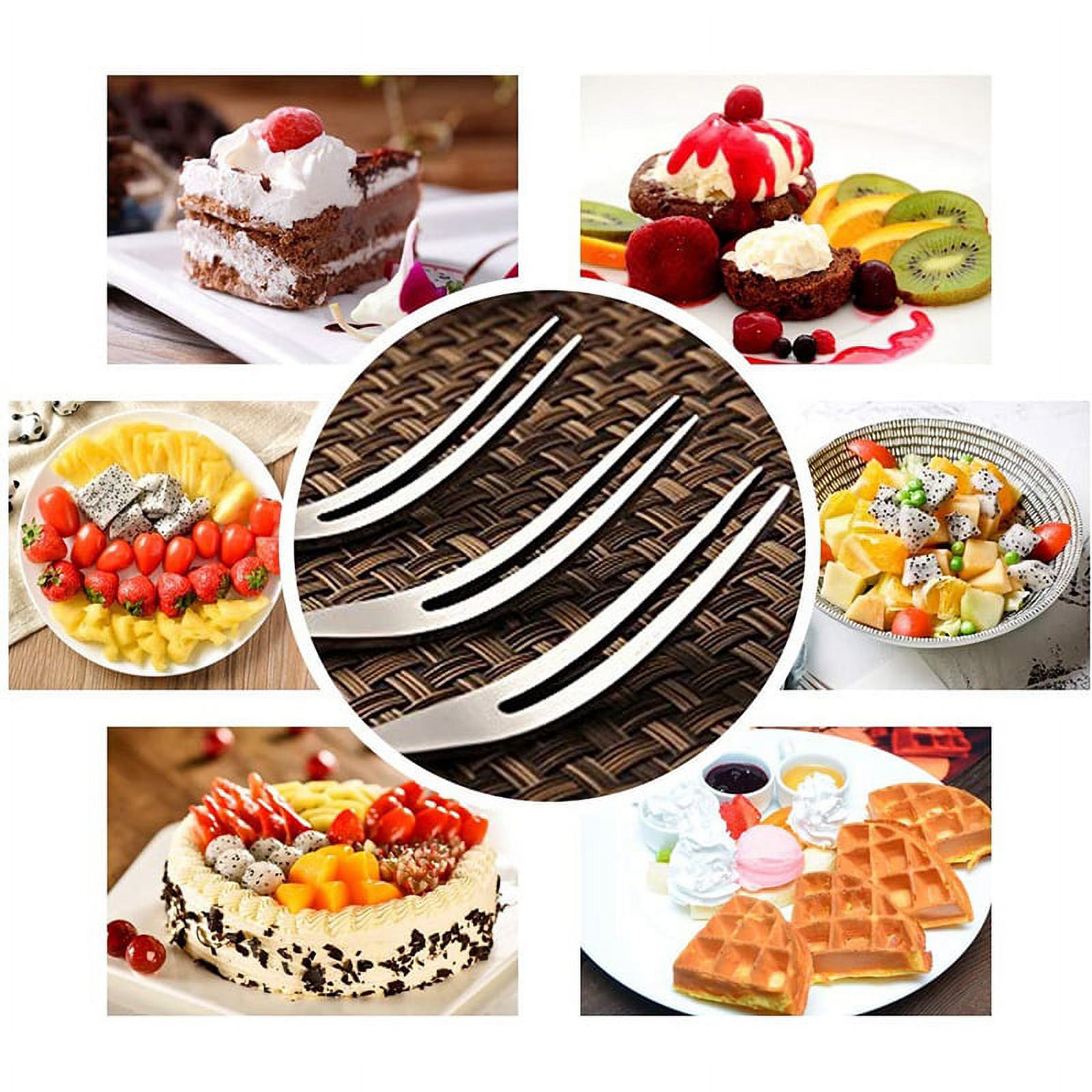 Lot De 10 Fourchettes à Fruits En Inox + Boîte De Rangement | Fourchettes 2 Dents 13 Cm, Pratique