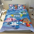 thumbnail image 1 of Robocar de Poli Conjunto de sábanas temático, trío de piezas, cómodo y amigable con la piel, diseño único, regalo de decoración para el hogar para familiares, amigos y fans,173cm *218cm, 1 of 6