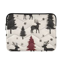 FORMRS 13-13.3 inch Laptop Sleeve Case Soft Carrying Quilted Computer Bag Cover, Christmas Plaid Forest