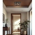 thumbnail image 3 of Kira Home Carlson 3-Light Modern Flush Mount, Walnut Wood and Black Finish, 3 of 7