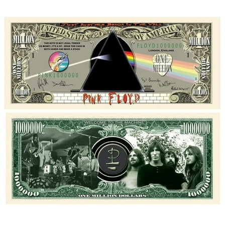 5 Pink Floyd Million Dollar Collectible Bill with Bonus “Thanks a Million” Gift Card