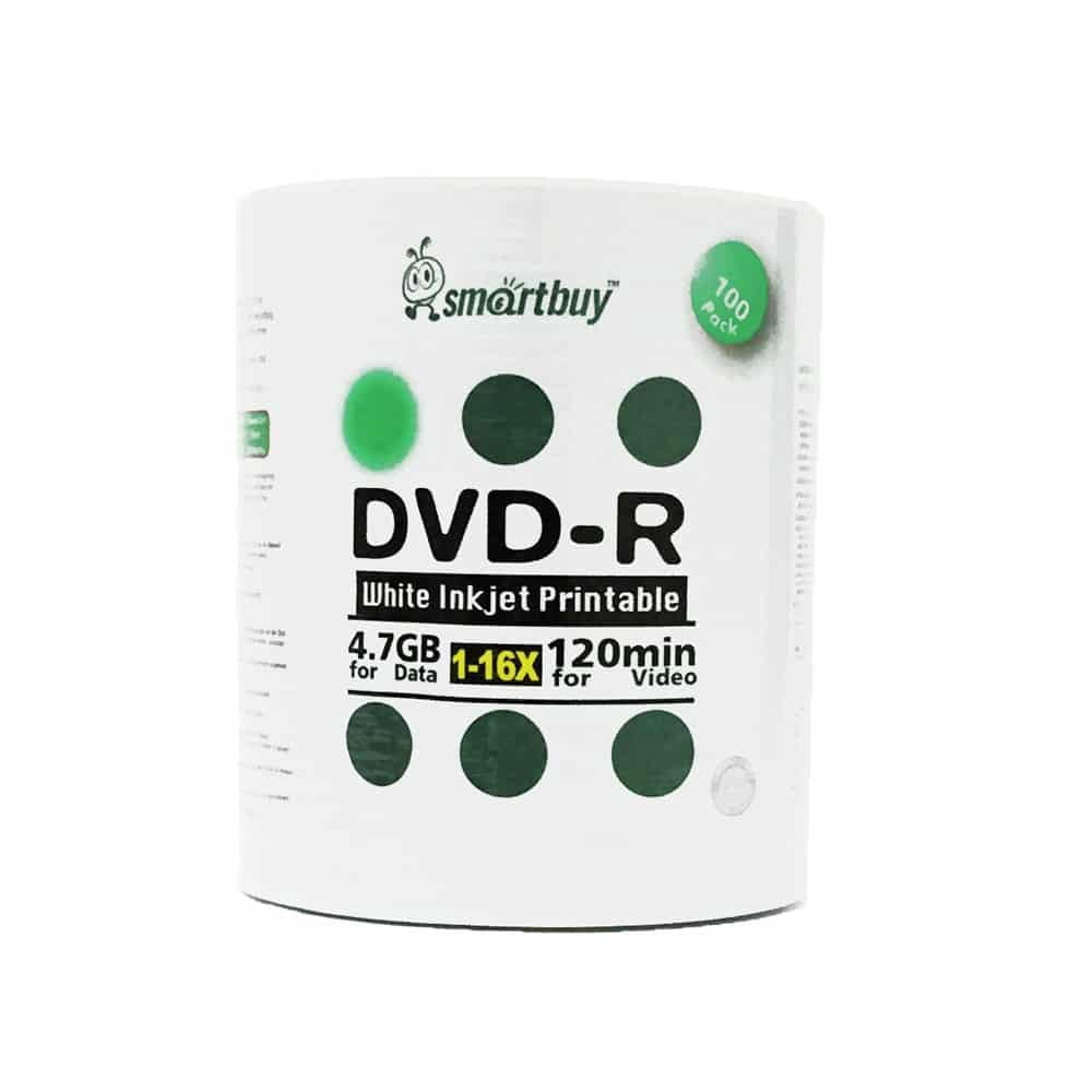 6000 Pack Smartbuy 16X DVD-R 4.7GB 120Min White Inkjet Hub Printable Data Blank Media Recordable Disc