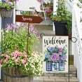 thumbnail image 6 of Welcome Spring Hydrangea Flower Garden Flag Double Sided, Mason Jar Purple Floral Daisy Decorative Yard Outdoor Home Small Decor, Butterfly Summer Burlap Outside House Decoration 12.5 x 18, 6 of 6