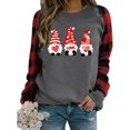 thumbnail image 5 of FASHOFT Valentines Day Sweatshirt For Women Love Heart Print Plaid Printing Casual Pullover Holiday Long Sleeve Pullover Tops Grey L, 5 of 6