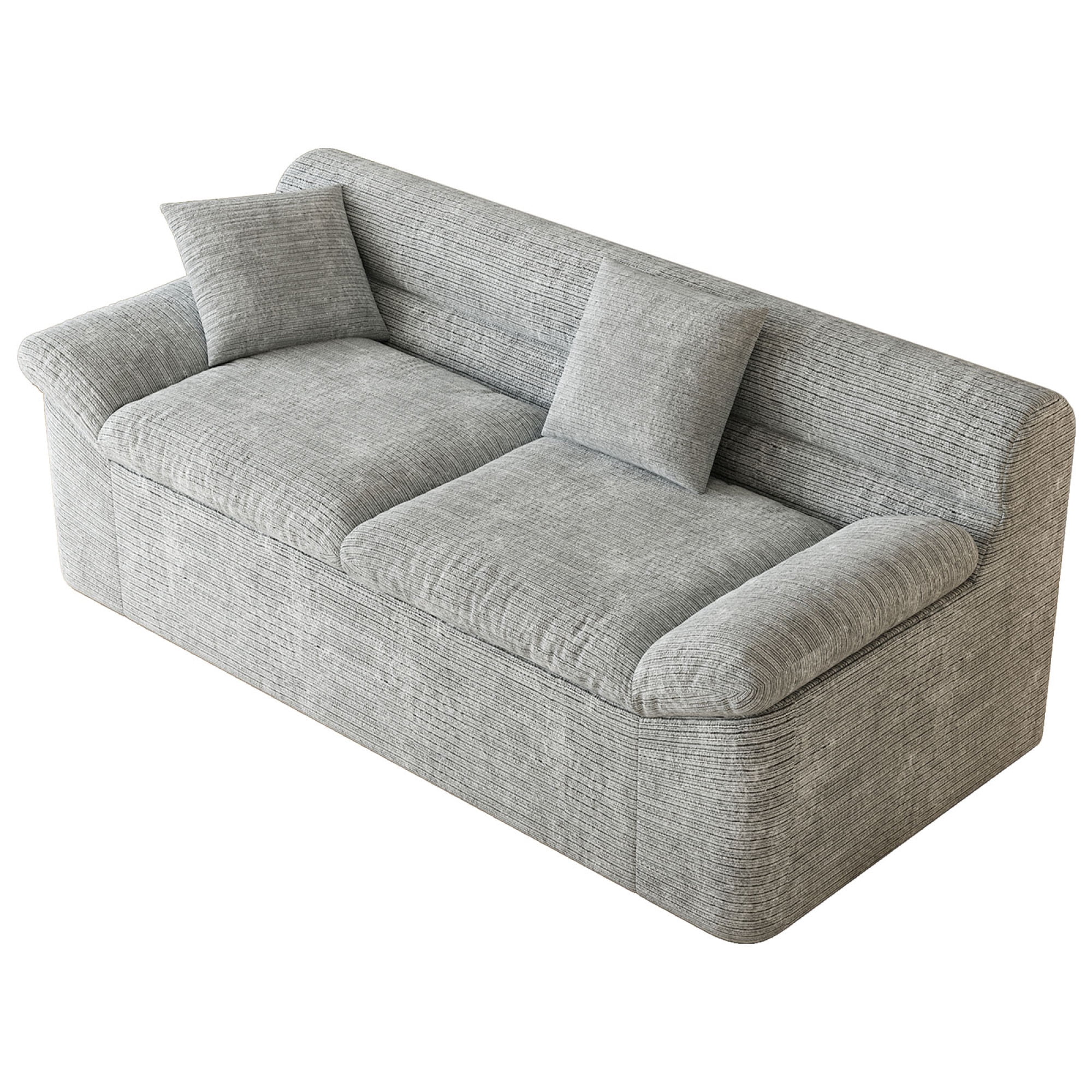 HOQBN 71" Boneless Couch for Living Room,Upholstered Chenille Sofa with Deep Seat Design and 2 Pillows,Comfy Cloud Couch for Bedroom, Office, Apartment, No Assembly,Light Gray
