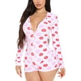 thumbnail image 2 of Licupiee Valentine's Day Sexy onesies pajamas For Women,Long Sleeve Playsuit Romper Short Pants bodycon Pajamas Sleepwear, 2 of 6