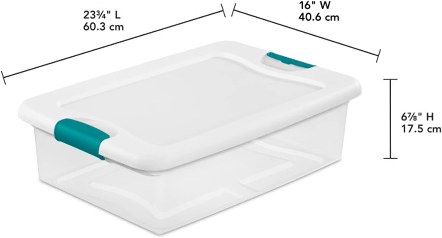 Sterilite Latching Storage Box 32-Qt 2 Pack - Clear Storage Bins with Lids for Organization