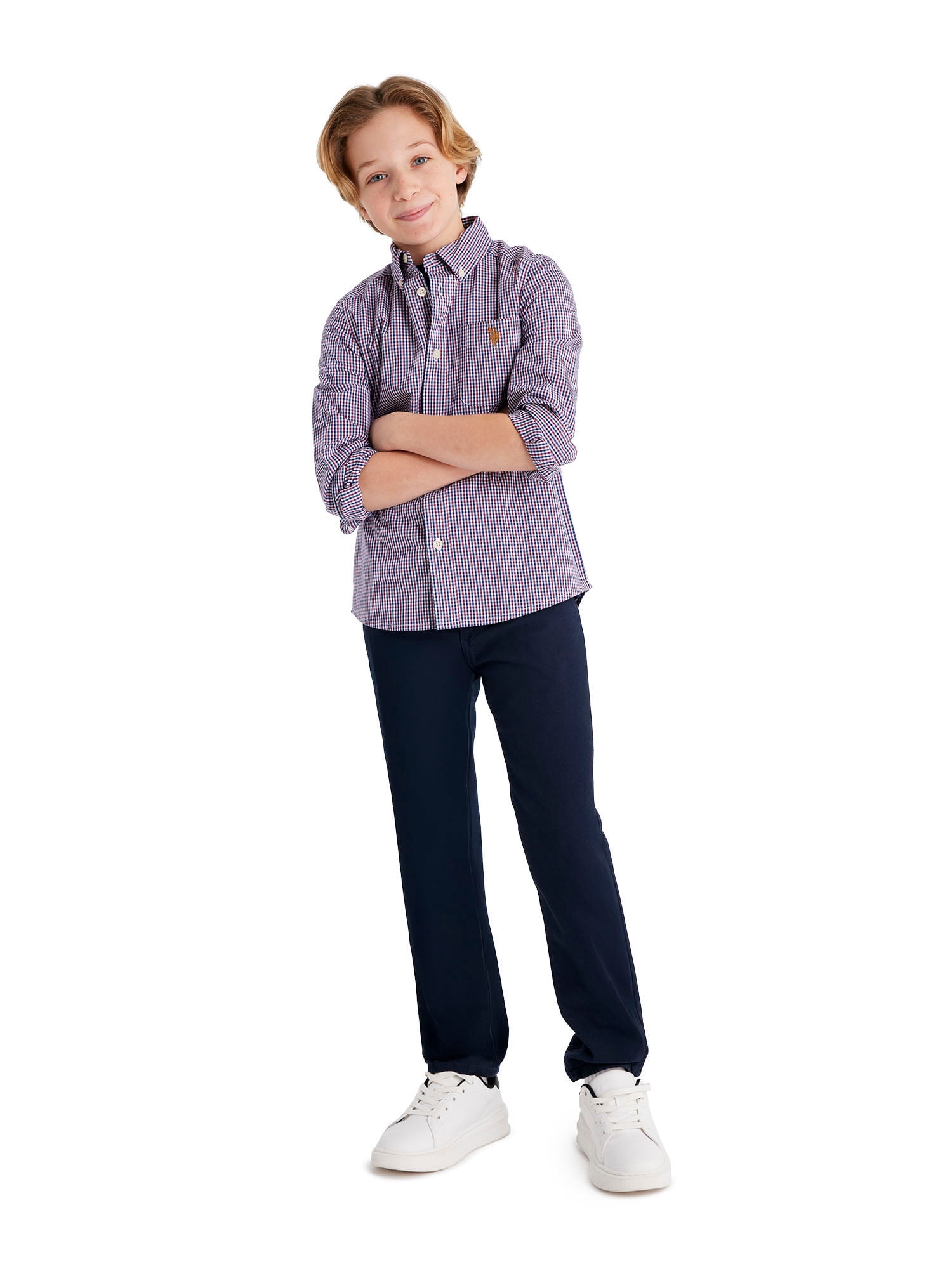 U.S. Polo Assn. Boys Stretch Twill 5-Pocket Straight Fit Pant, Sizes 4-18