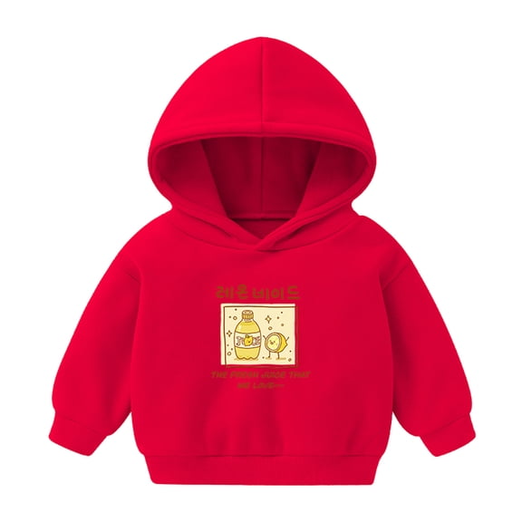 GiLiling Toddler Boys Cute Pullover Hoodie Sweatshirt, Long Sleeve Top for Girls and Baby, Soft Kids Outwear (Red, 2-3 Years)