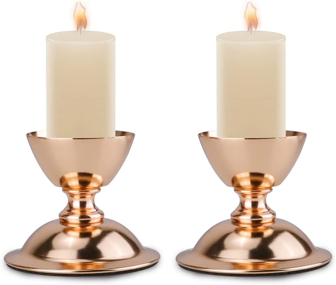 2Pcs Candle Holders, STONCEL Gold Candlestick Holders, Metal Pillar