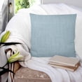 thumbnail image 3 of Haze Blue 18x18 Pillow Covers Set of 2, Farmhouse Burlap Solid Blue Color Modern Linen Texture Throw Pillow Covers Decorative Couch Cushion Case, Microfiber Square Pillowcases for Bedroom Living Room, 3 of 7