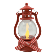Holiday Time Light Led Red Lantern Ornament. Holly Holiday Theme. Red & Clear Color.