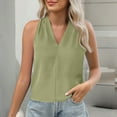 thumbnail image 4 of Ktyne Tank Top Blouses Women Business Casual Sleeveless Blouses for Under Blazer Vneck Vest Top Summer Loose Fit Work Tops Light Green L, 4 of 7