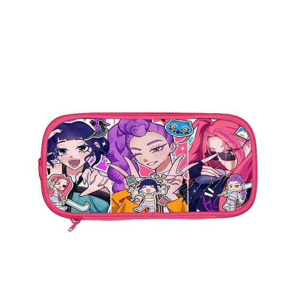 Kpop Demon Hunters Large Pencil Case with Zipper 9" Storage Pen Bag Organizer Stationery, Portable Makeup Bag Best Cute Xmas Collectible Birthday Gift