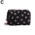 thumbnail image 6 of Small Hand Makeup Bag Pink Black Print Bow Women's Convenient Cosmetic Bag, 6 of 8