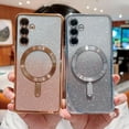 thumbnail image 6 of Samsung Galaxy S23 FE 5g Magnetic Case with Camera Lens Protector, Luxury Plating Bling Gradient Glitter Cover Compatible with MagSafe Soft Clear Shockproof Protective Case (Silver, 6.4"), 6 of 12