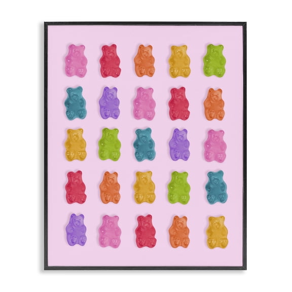 Stupell Industries Contemporary Pastel Gummies on Pink Black Framed Giclee Art, 11 x 14, by LISH Creative