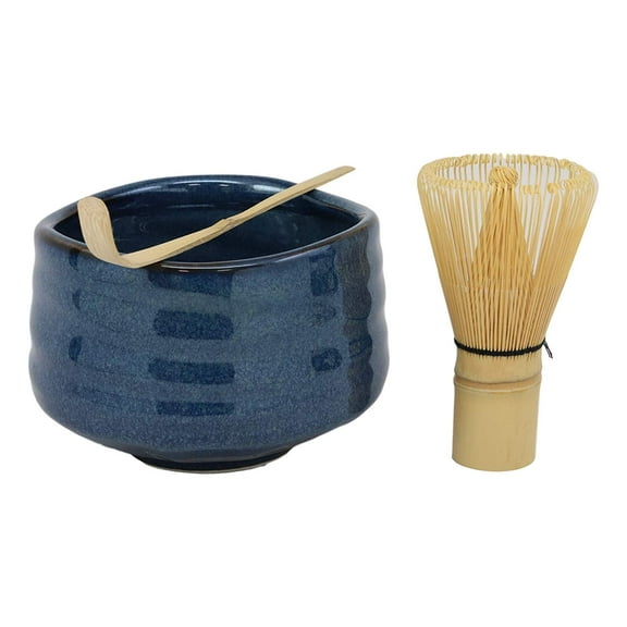Ebros Traditional Japanese Glazed Ceramic Matcha Tea Bowl 21oz With Bamboo Whisk