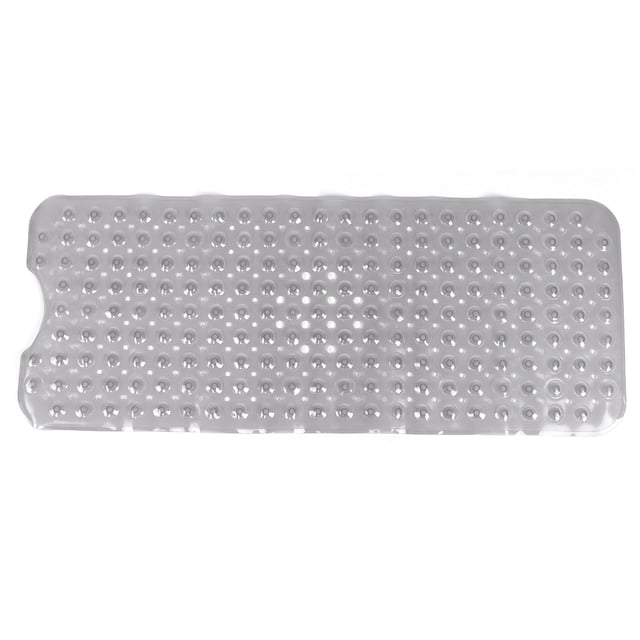 Alfombrilla de baño de PVC para el hogar, hotel, bañera, ducha, antideslizante, con ventosa, gris, 40,5 x 101 cm
