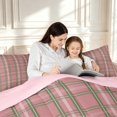 thumbnail image 4 of Manfei Vintage Grid King Size Comforter Sets,Modern Check Comforters King Size,Pink Green,Pink Reversible,3 Pieces,1 Comforter and 2 Pillowcases,3 Pieces,1 Comforter and 2 Pillowcases, 4 of 7