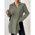 thumbnail image 6 of Women'S 2025 Fall Long Sleeve Half Zip Casual Oversized Ribbed Knit Pullover Sweater Top  Green S, 6 of 7
