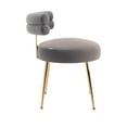 thumbnail image 2 of Velvet Accent Chair, Mid Century Modern Upholstered Leisure Chair with Curved Backrest and Golden Metal Legs, Comfy Armless Side Dining Chair for Dining Room, Living Room, Bedroom, Grey, 2 of 7