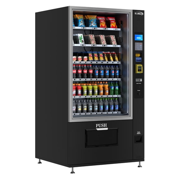 Refrigerated Snack and Drink Vending Machine with 60 Slots, Credit Card Reader and Coin/Bill Acceptor in Black (KM-VMR-40-BCR)
