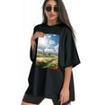 thumbnail image 3 of Plus Size Shirt for Women Black Tops for Women Short Sleeves Shirt for Women Green Valley4 T Shirt Crewneck Shirt for Women XS, 3 of 5